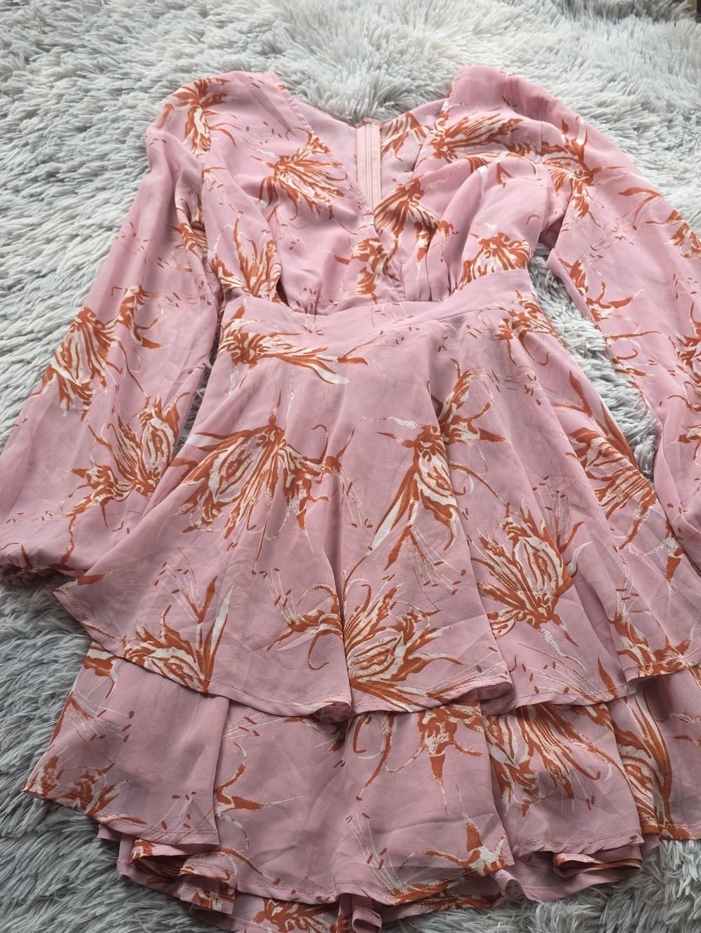 Girls' Pink Floral Tiered Dress